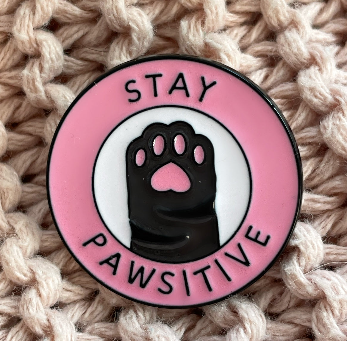 Positive vibes cat pin badge