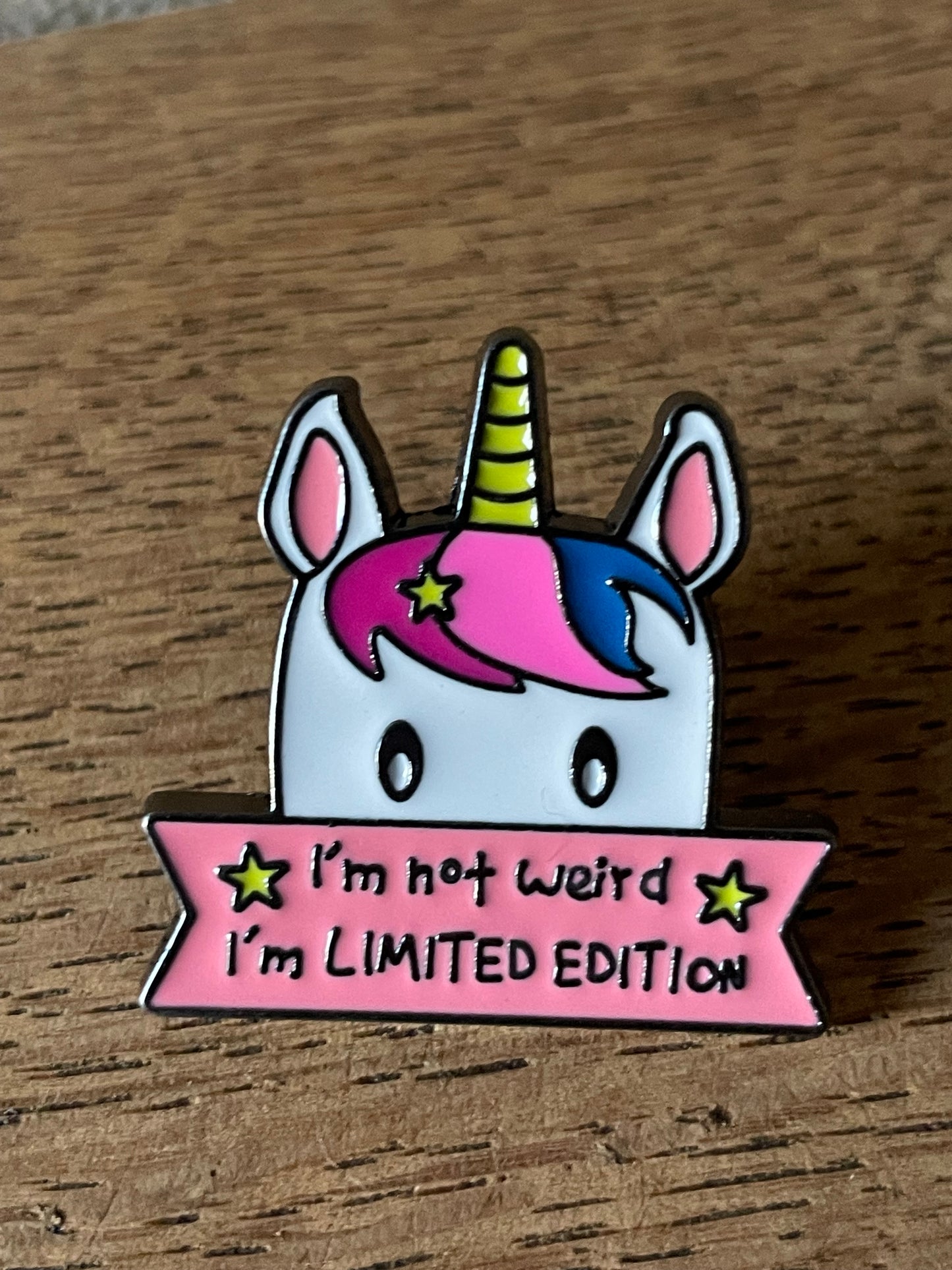 Funny rainbow unicorn pin badge