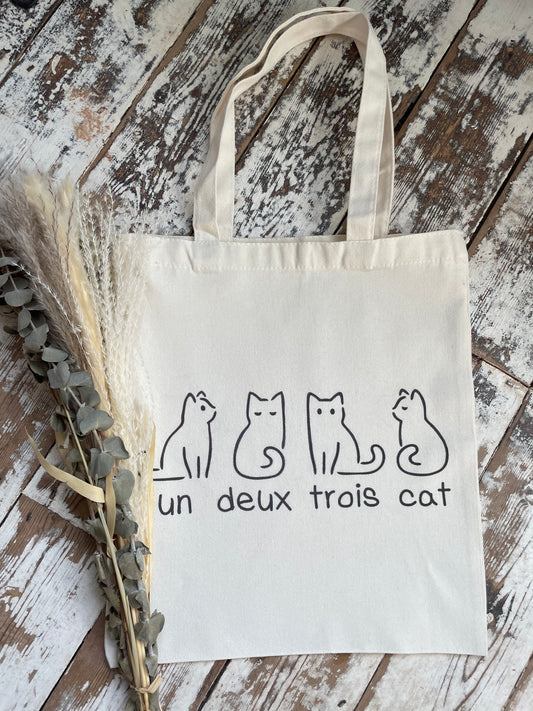 French kitten canvas tote bag