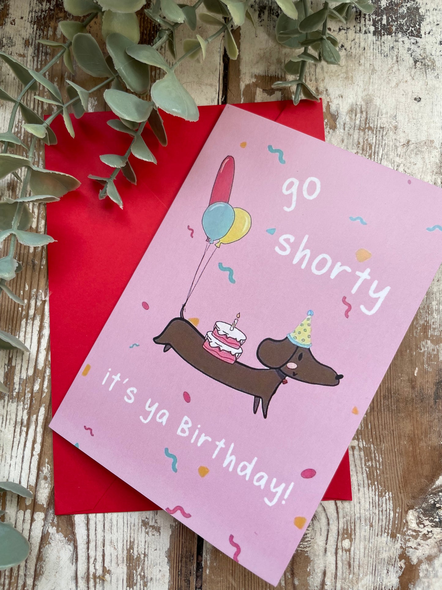 Sausage dog themed birthday card